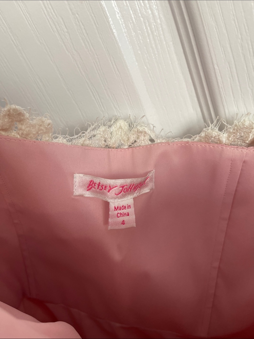 Betsey Johnson Pink and Ivory Strapless Lace Party Dress - Picture 2 of 3